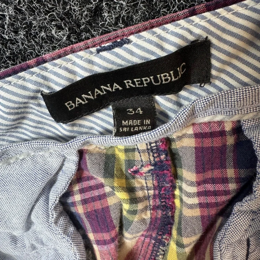 Banana Republic Mens Plaid Cotton Shorts Size 34 Multi Color Check RN 54023